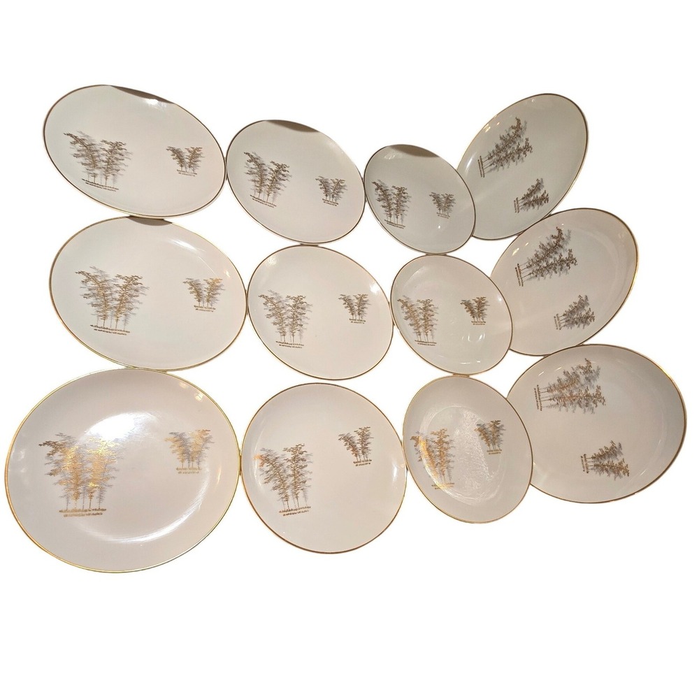 Fukagawa Arita Japan Pattern 901 Bamboo Porcelain Plates Set of 12 6.25"